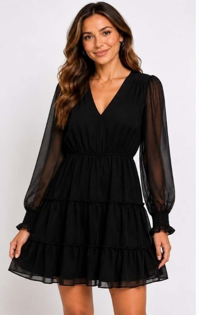 ModCloth Cocktail Dress Black  Sheer Overlay New NWT Size 0 Excellent  T80